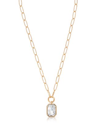 Stone Bezel Deco Pendant Necklace, 15-20"