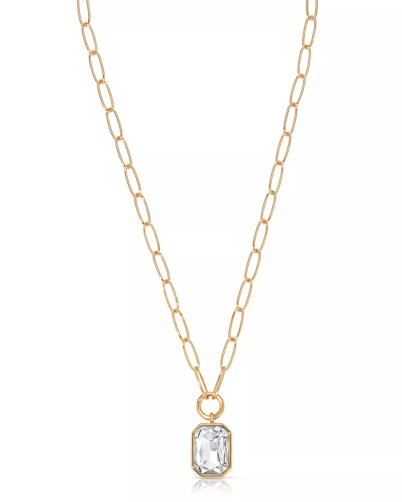 Ettika Stone Bezel Deco Pendant Necklace, 15