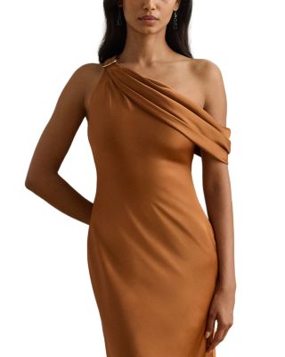 Buckle Trim Satin Off The Shoulder Gown