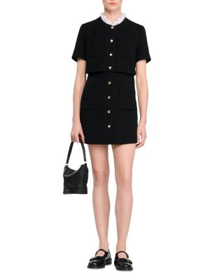 Lace Collar Tweed Mini Dress