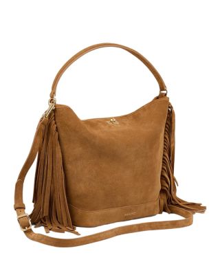 Fringed Suede Bucket Bag