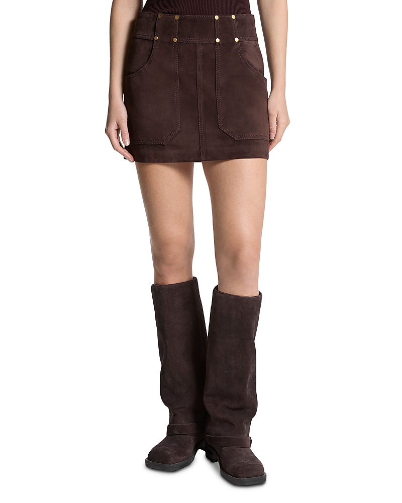 Michael Kors Michael Suede Studded Mini Skirt In Blue
