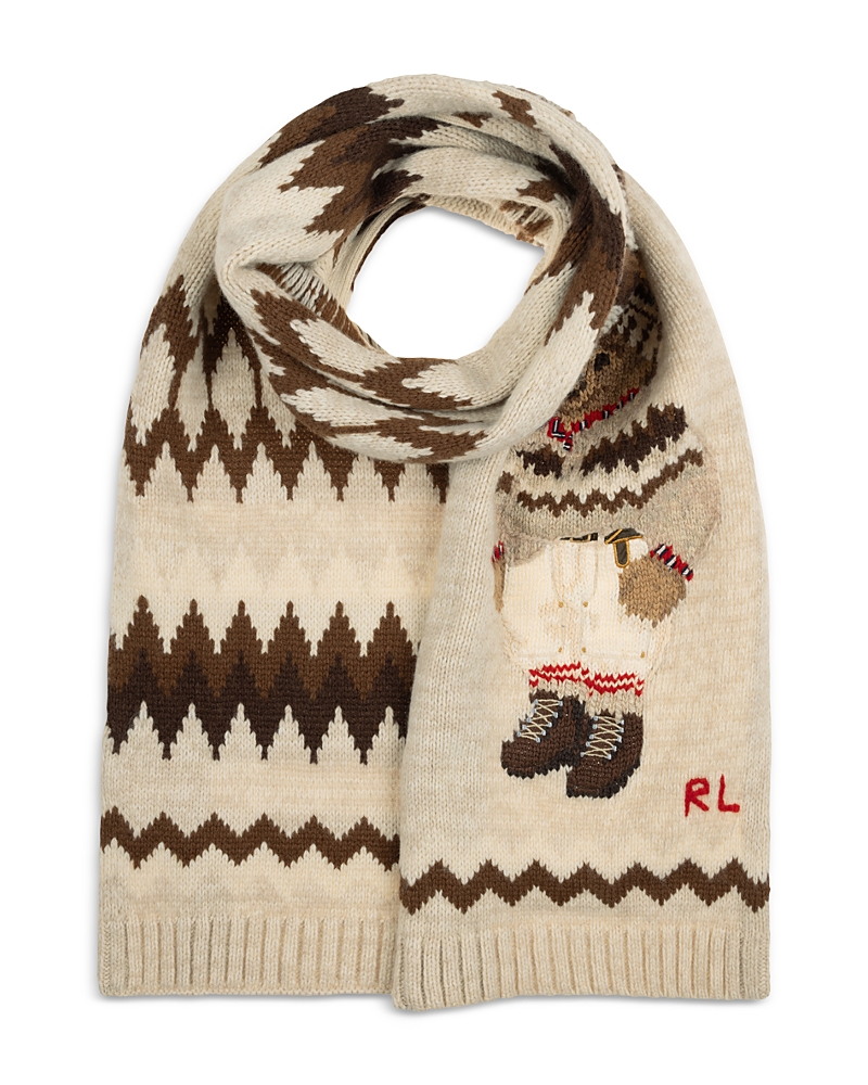 Polo Ralph Lauren Winter Bear Intarsia Scarf In Neutral