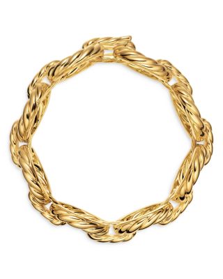 Sculpted Cable Oval Link Bracelet in 18K Yellow Gold, 18mm