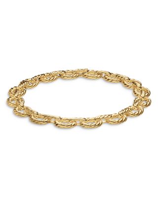 Sculpted Cable Oval Link Necklace in 18K Yellow Gold, 18mm