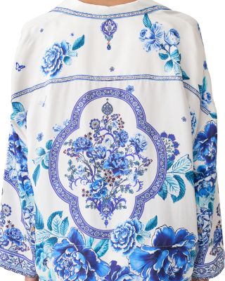 Silk Cropped Relaxed Shirt