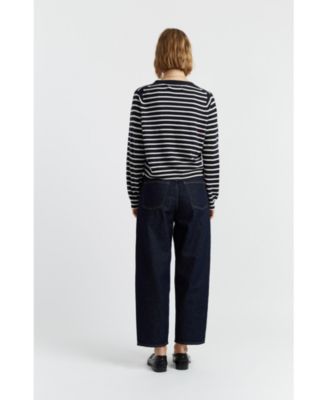  Women's Wool Cashmere Heart Breton Cardigan