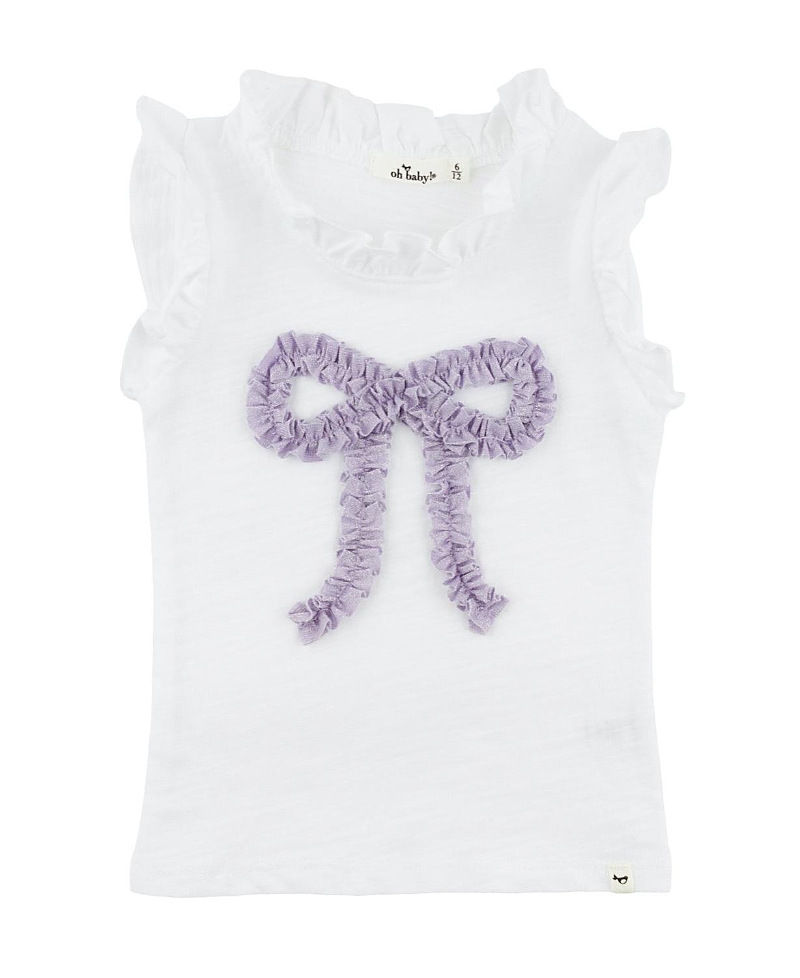 Oh Baby ! Ruffle Bow Lavender Sparkle Rebekah Ruffle Tank In White