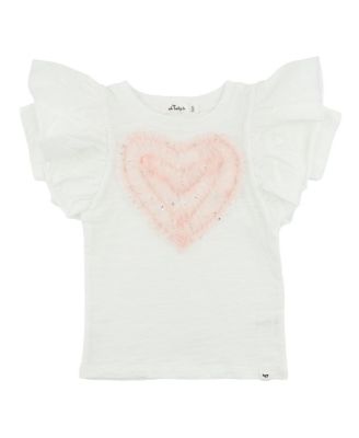 Girls' Ruffle Heart Tulle Applique Butterfly Tee - Baby, Little Kid