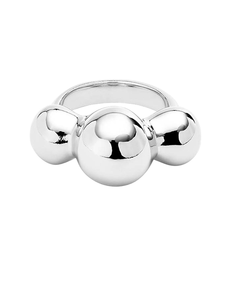 Unode50 Sterling Silver Plated Metal Alloy Ring With Central Three Balls In Silver