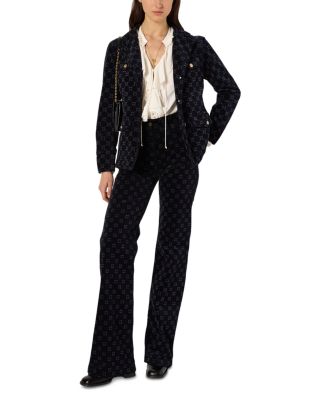 Anna Monogrammed Flared Jeans in Navy