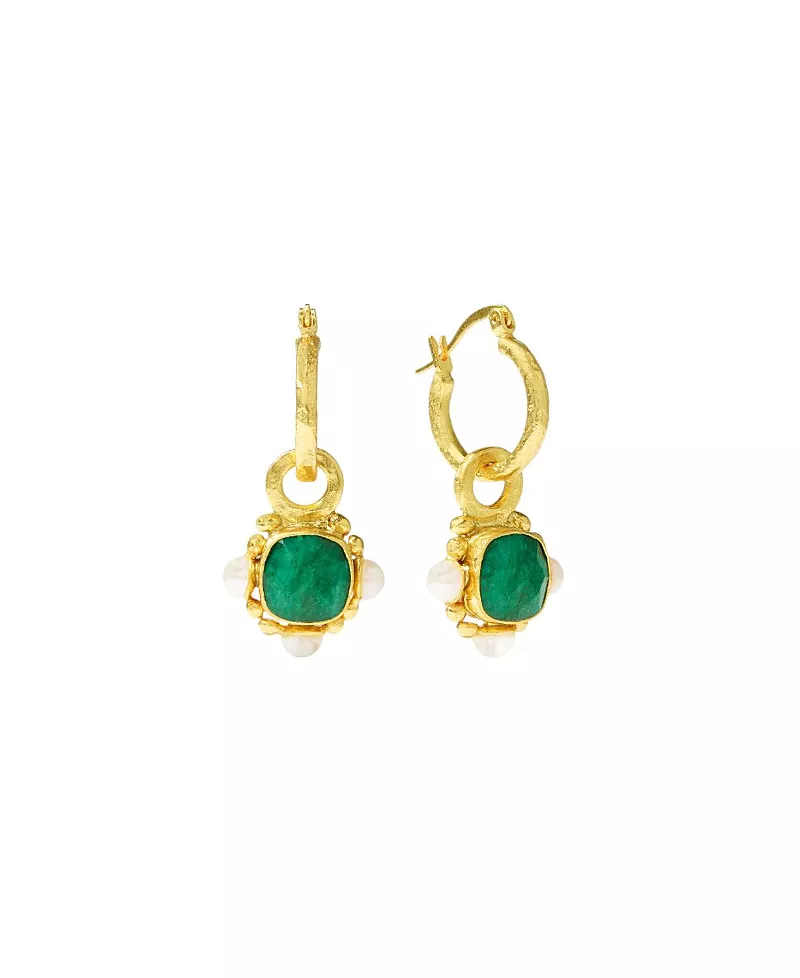 Ottoman Hands Esther Pearl Drop Hoop Earrings