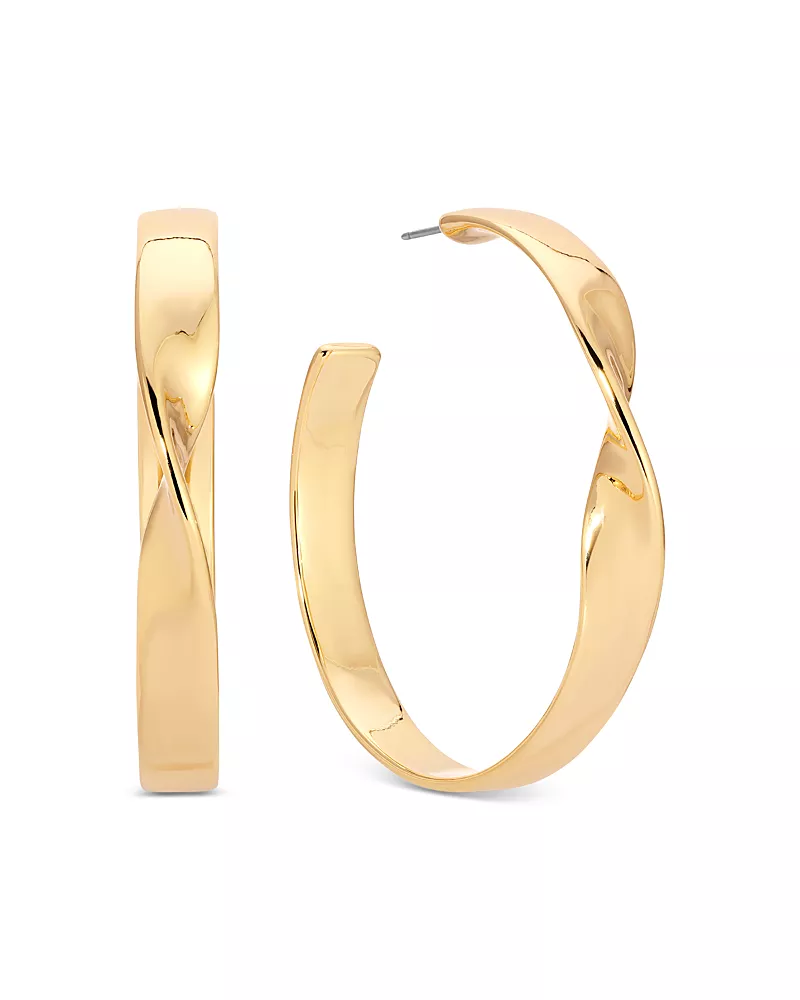 Ettika Twist Square Medium Hoop Earrings