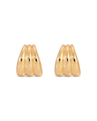 Triple Ribbed Huggie Hoop Earrings