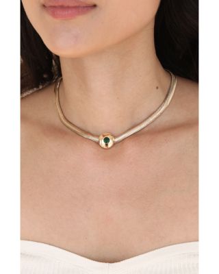 Crystal Solitaire Collar Necklace, 15-18"