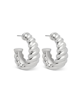 Modern Ribbed Small Hoop Earrings