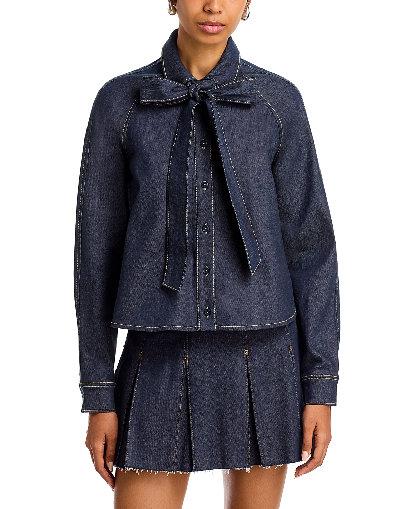 Steve Madden Tessie Denim Top In Blue