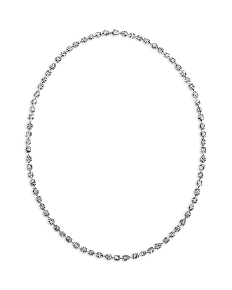 Zydo Diamond Opera Length Necklace In 18k White Gold, 16.30 Tcw In Metallic