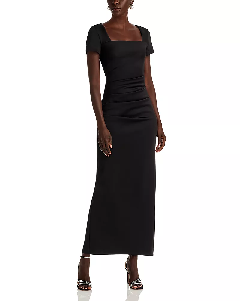 Aqua Scuba Open Back Cap Sleeve Maxi Dress - Exclusive