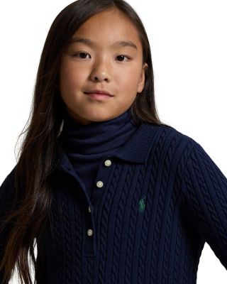 Girls' Mini Cable Polo Sweater Dress - Big Kid