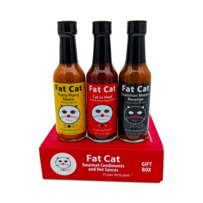 Funny Cat Pun 3 Bottle Hot Sauce Gift Box