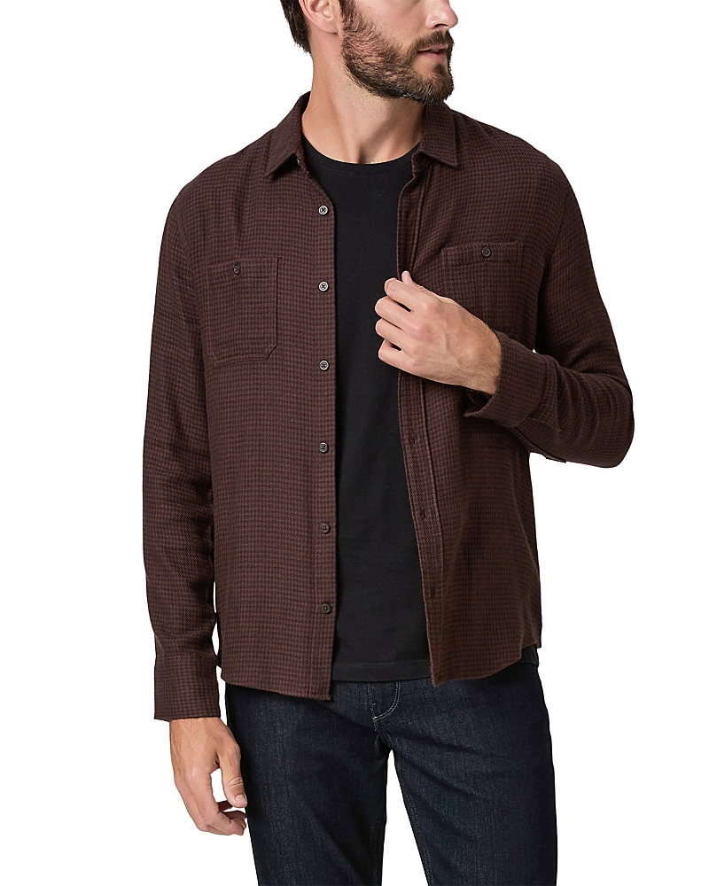 Paige Everett Houndstooth Flannel Button-up Shirt In Brown