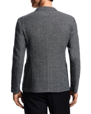 Chevron Motif Knit Effect Wool Regular Fit Blazer