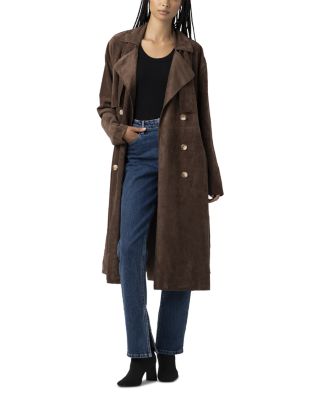 Faux Suede Trench Coat