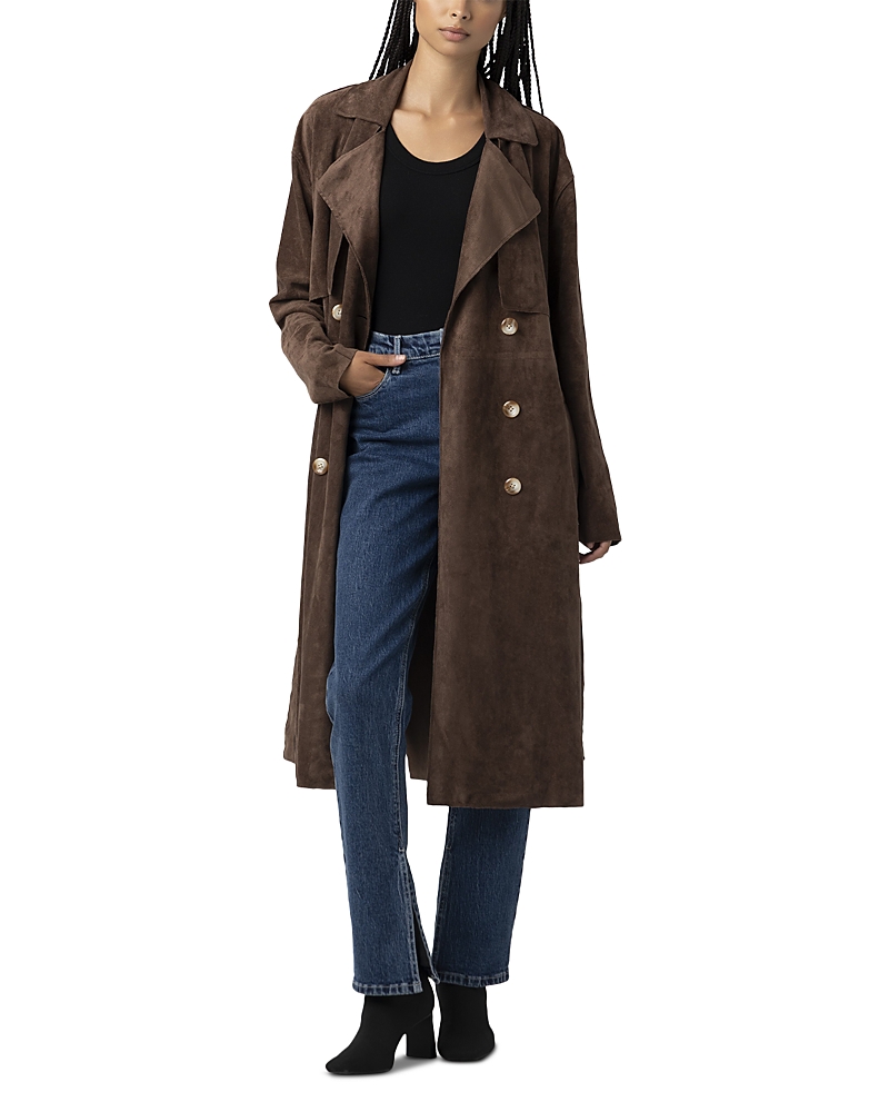 Blanknyc Faux Suede Trench Coat In Brown