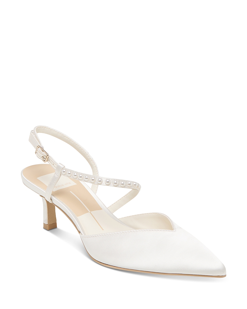 Dolce Vita Kamra Pearl Slingback Pointed Toe Pump In White