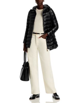 Quilted Hooded A Line Coat