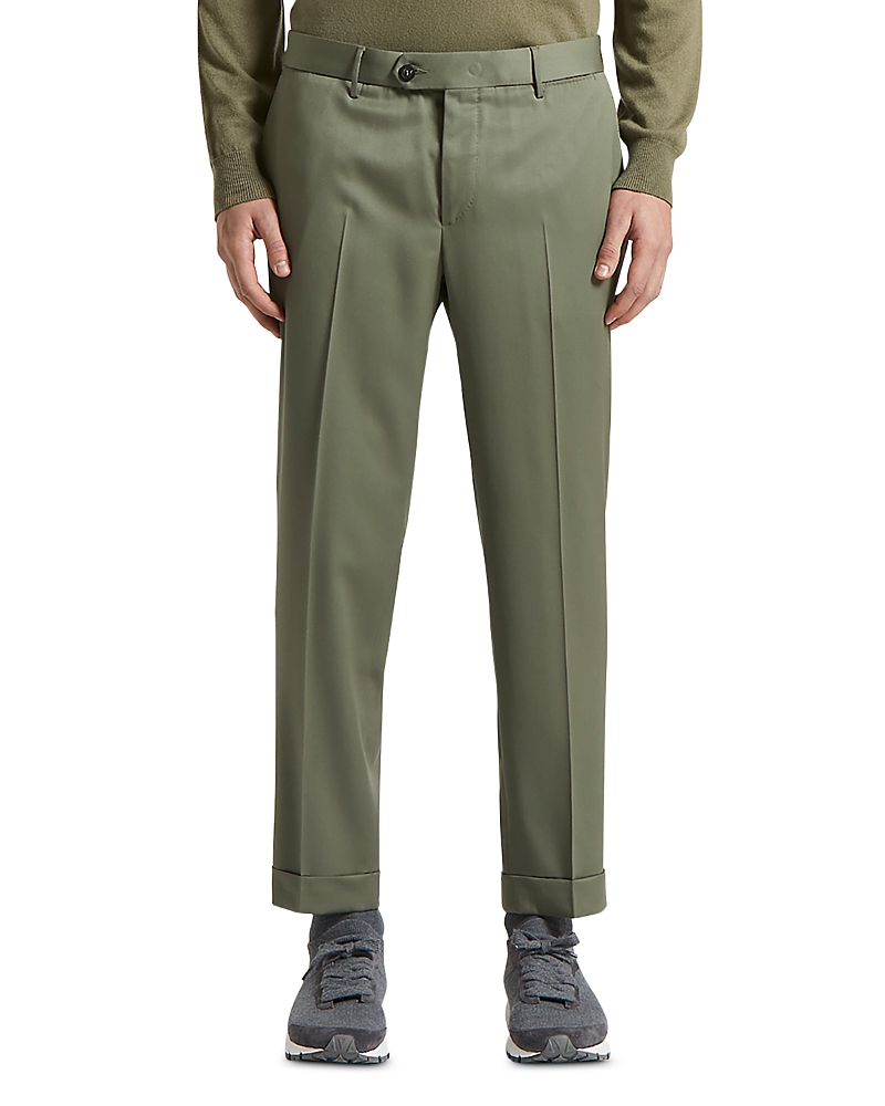 Peserico Curtain Style Wool Trousers In Green