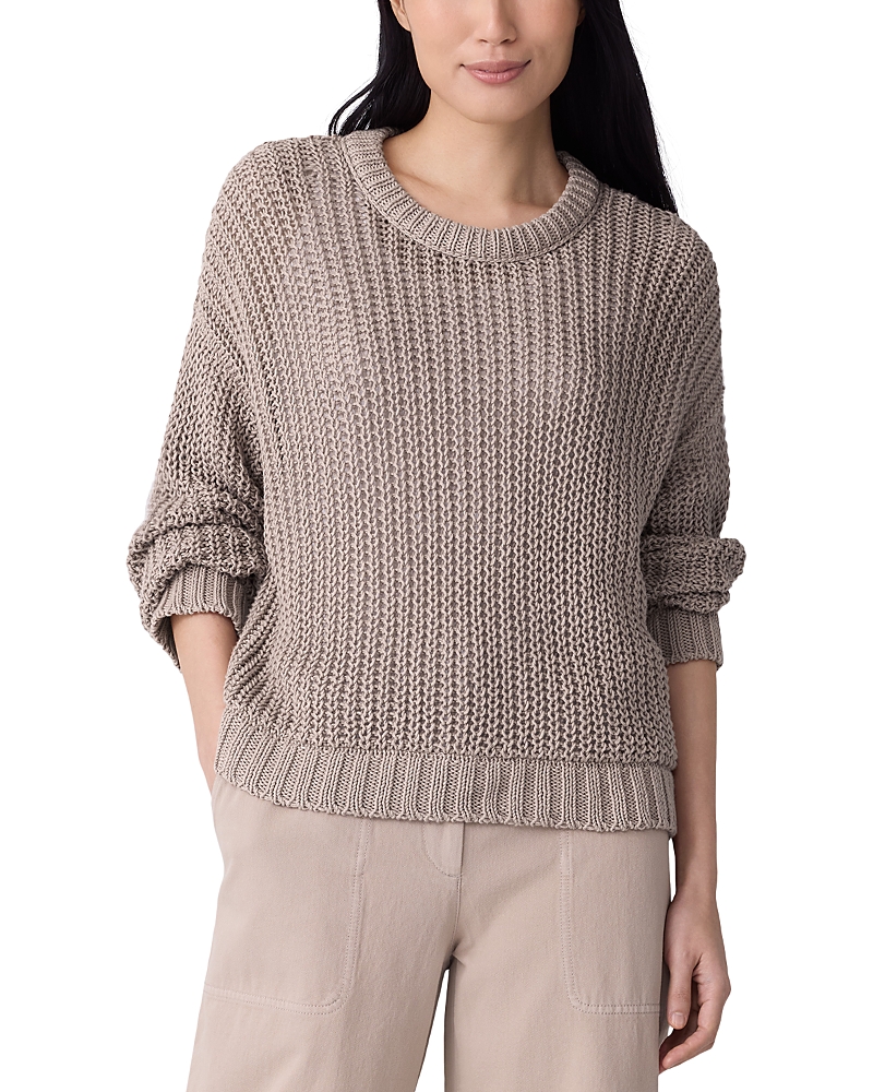 Eileen Fisher Crewneck Organic Cotton Sweater In Brown