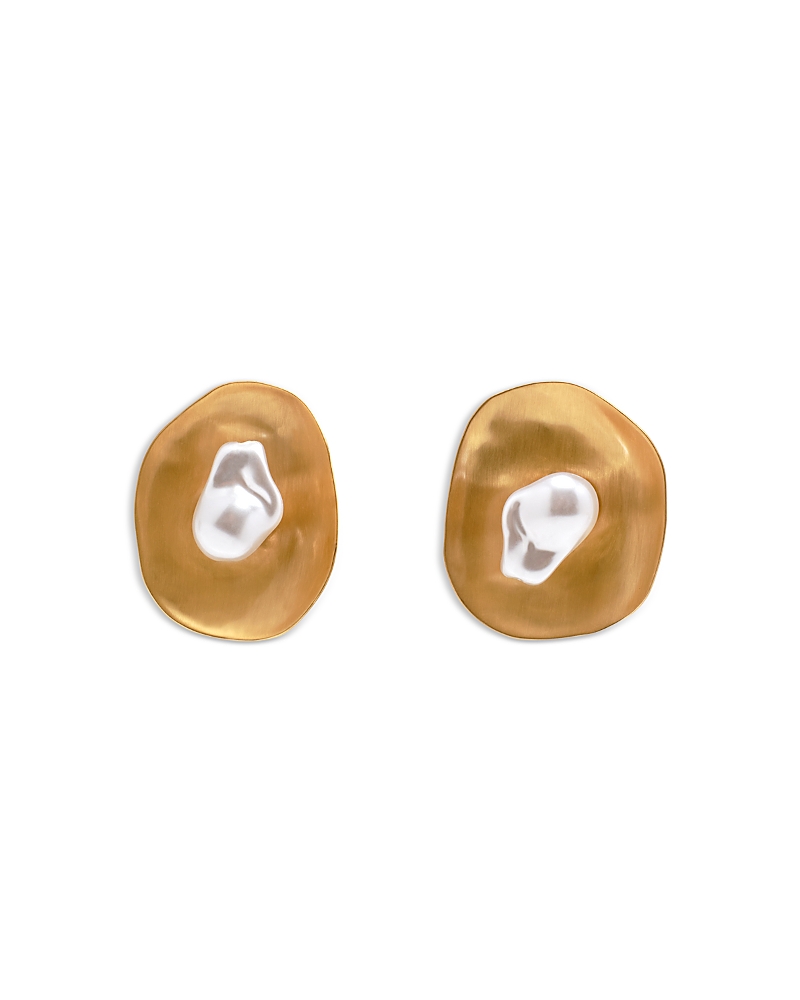 Cult Gaia Marzia Imitation Pearl Drop Earrings In Gold