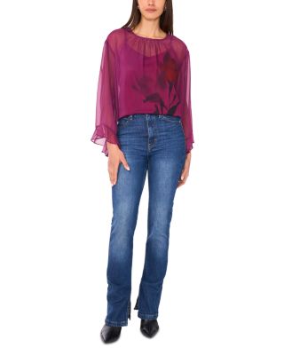 Crewneck Flutter Sleeve Top