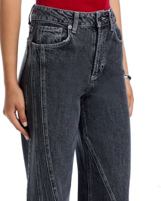 Getty High Rise Twist Seam Jeans in Dark Charcoal