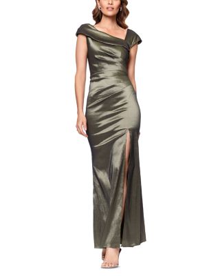 Asymmetric Cap Sleeve Gown - Exclusive