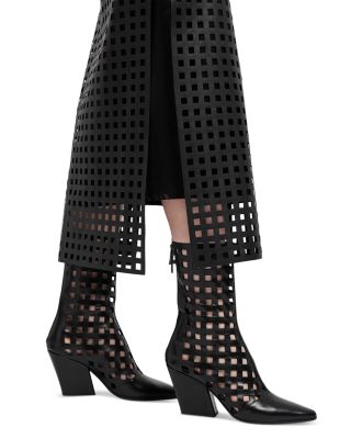 Leather Square Lasercut Midi Skirt