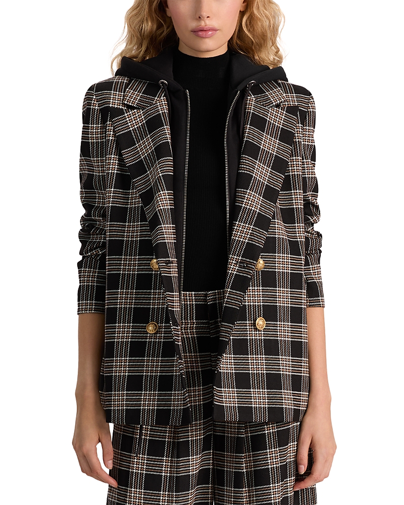 Alice And Olivia Jordan Blazer With Removable Hoodie In Black