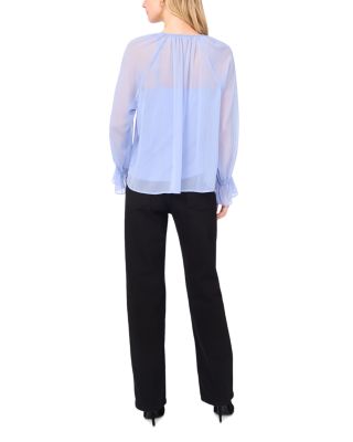 Ruffled Front Long Sleeve Blouse