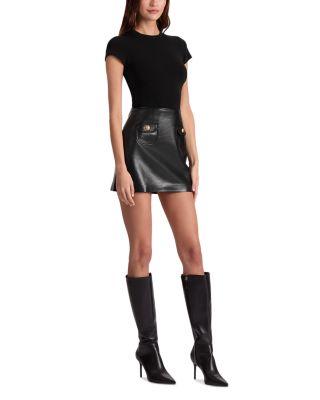 Sydney Faux Leather A Line Mini Dress