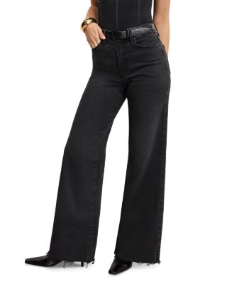 Soft Tech Good Waist Palazzo Jeans in Black391