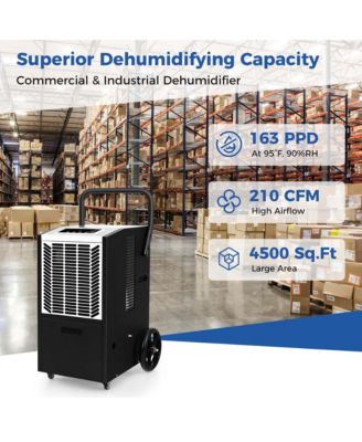  163 Pints Commercial Dehumidifier with Pump & Drain Hose Heavy Duty Dehumidifier
