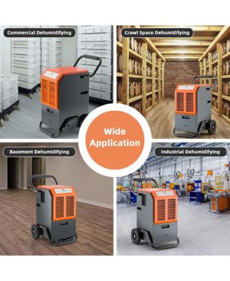  163 PPD Portable Commercial Dehumidifier w/Water Tank&Drainage Pipe for Basement