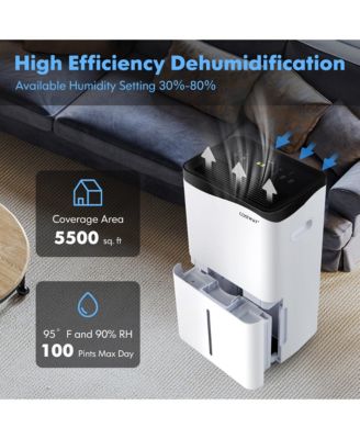  100-Pint Dehumidifier for Home & Basements with Smart App & Alexa Control