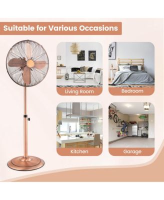 16" Standing Pedestal Fan with 3 Speed Settings Carrying Handle Aluminum Blades