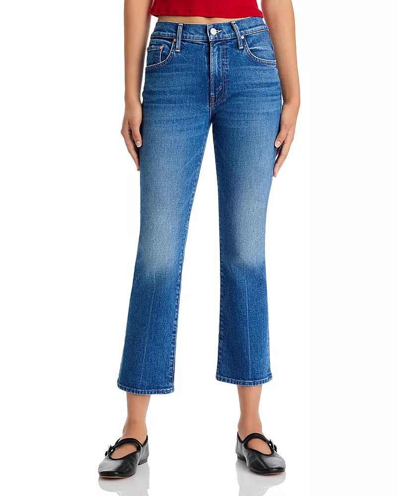 Mother Petites Lil Insider High Rise Crop Jeans in Get Two Birds Stoned