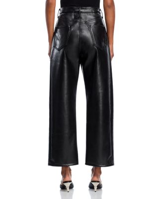 The Halfpipe Flood High Rise Leather Jeans in Black Black