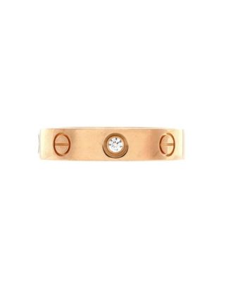Love Wedding Band 1 Diamond Ring 18K Rose Gold with Diamond