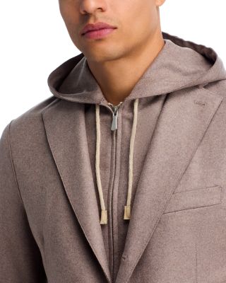 Flannel Slim Fit Sport Coat with Removable Full Zip Hoodie